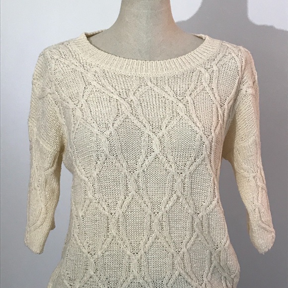 Zara - Cream Cable knit Shirt/Top - 3/4 sleeves- S - Picture 2 of 7